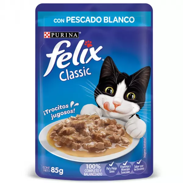 Felix Pouche Con Pescado Blanco Para Gatos