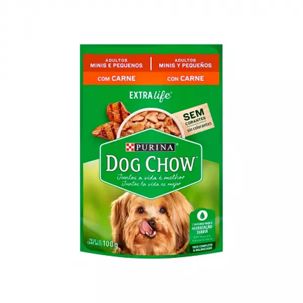 Dog Chow Pouche Con Carne Para Adultos Minis Y Pequeños